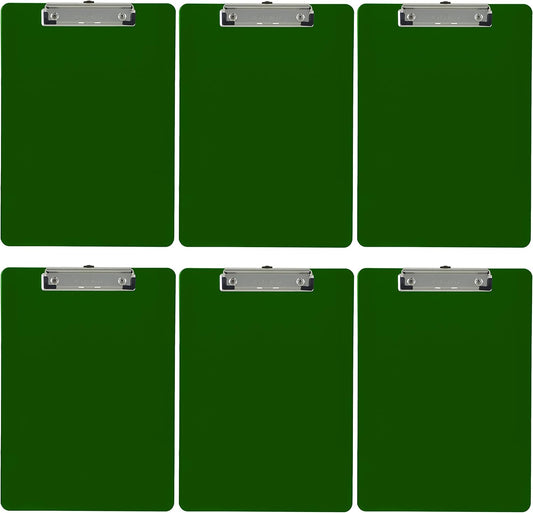 Trade Quest Plastic Clipboard Opaque Color Letter Size Low Profile Clip (Pack of 6) (Green)