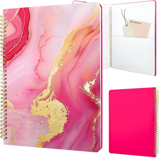 Cute Spiral Notebook journal A4 Aesthetic Pretty Design for Women Girls Kawaii with Pocket, 8.5 x 11 inch, Graph, Marble