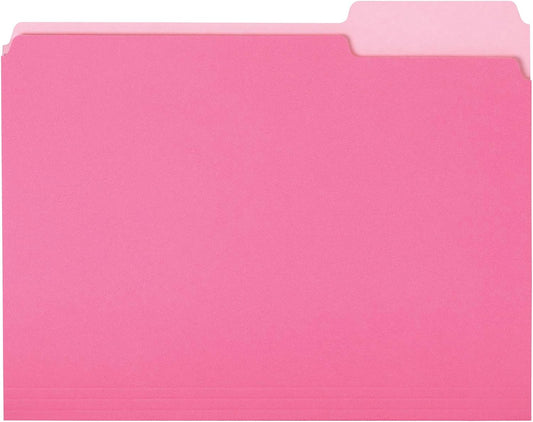Amazon Basics File Folders, Letter Size, 1/3 Cut Tab, Pink, 36-Pack
