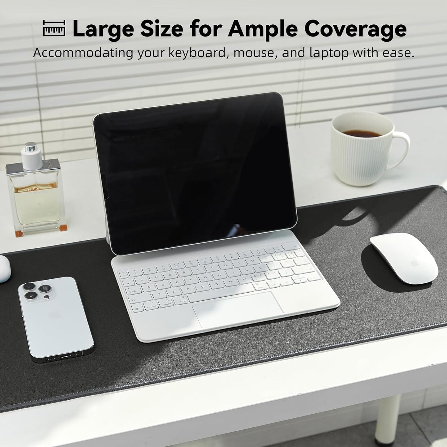 Waterproof Large Gaming Mouse Pad with Durable Stitched Edges, Non-Slip Rubber Base, Smooth Surface Mouse Mat Desk Pad for Home Office Gaming, 31.5"x11.8"x0.12", Dark Gray