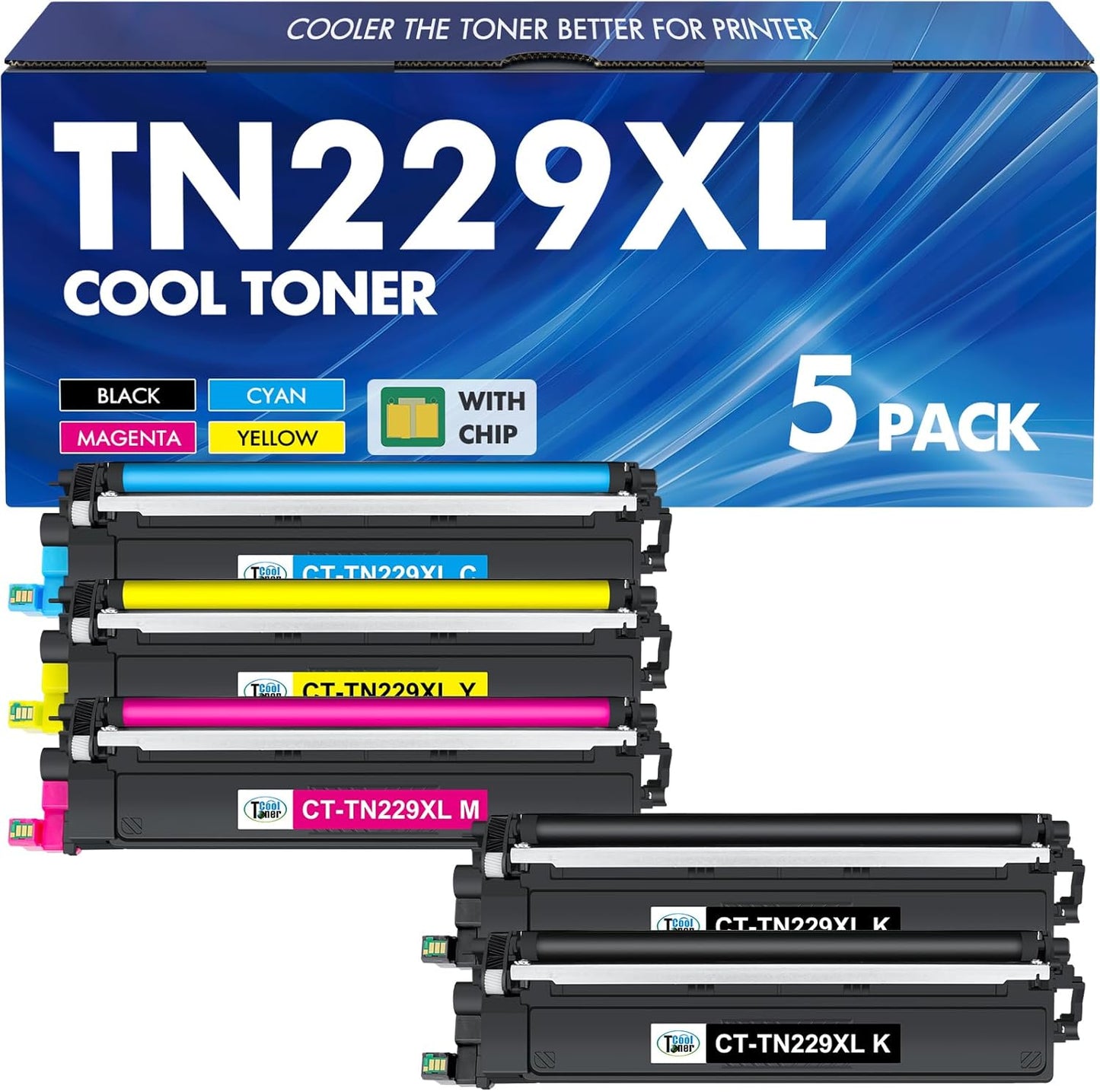 TN229XL TN229 229XL MFC-L3780CDW Toner Cartridges: HL-L3220CDW Compatible for Brother TN229XL TN229 TN 229XL TN-229 HL-L3280CDW HL-L3300CDW HL-L3295CDW MFC-L8395CDW MFC-L3720CDW Printer (5 Pack)