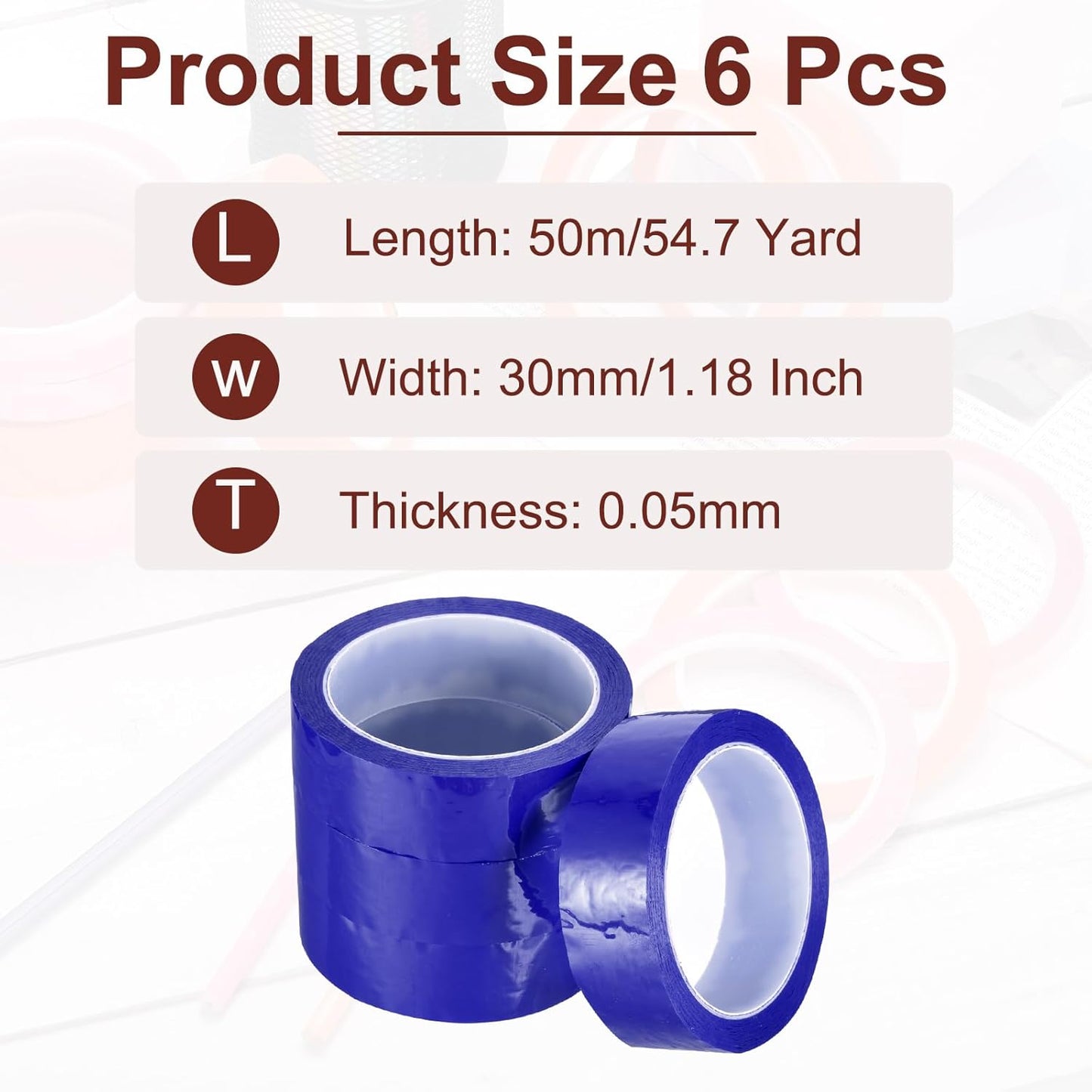 MECCANIXITY 6 Rolls Whiteboard Tape Graphic Chart Tape 30mm 54.7 Yard Art Tape Thin Self-Adhesive Pinstripe Tape Masking Tape for Gift Wrapping Craft Supplies, Blue