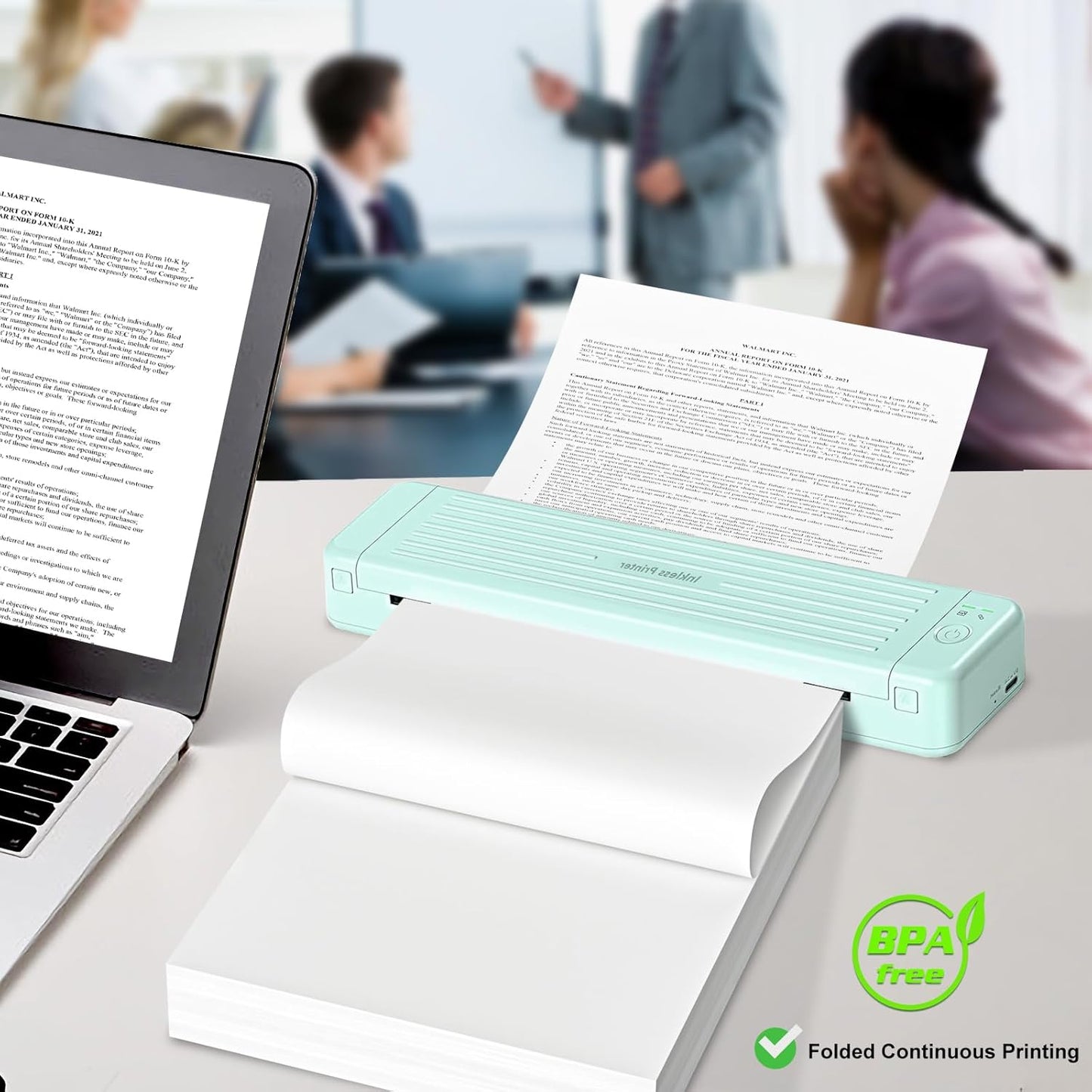 Thermal Printer Paper 8.5 x 11 Inch, Quick-Dry US Letter Paper, Compatible with M08F M832 Portable Printer, Continuous Perforated Folding Paper, 200 Sheets