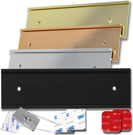 Executive Wall Nameplate Sign Holder Black Aluminum Fits 2x10 Plastic Office Door Name Plate or Cubicle Option| Made in USA
