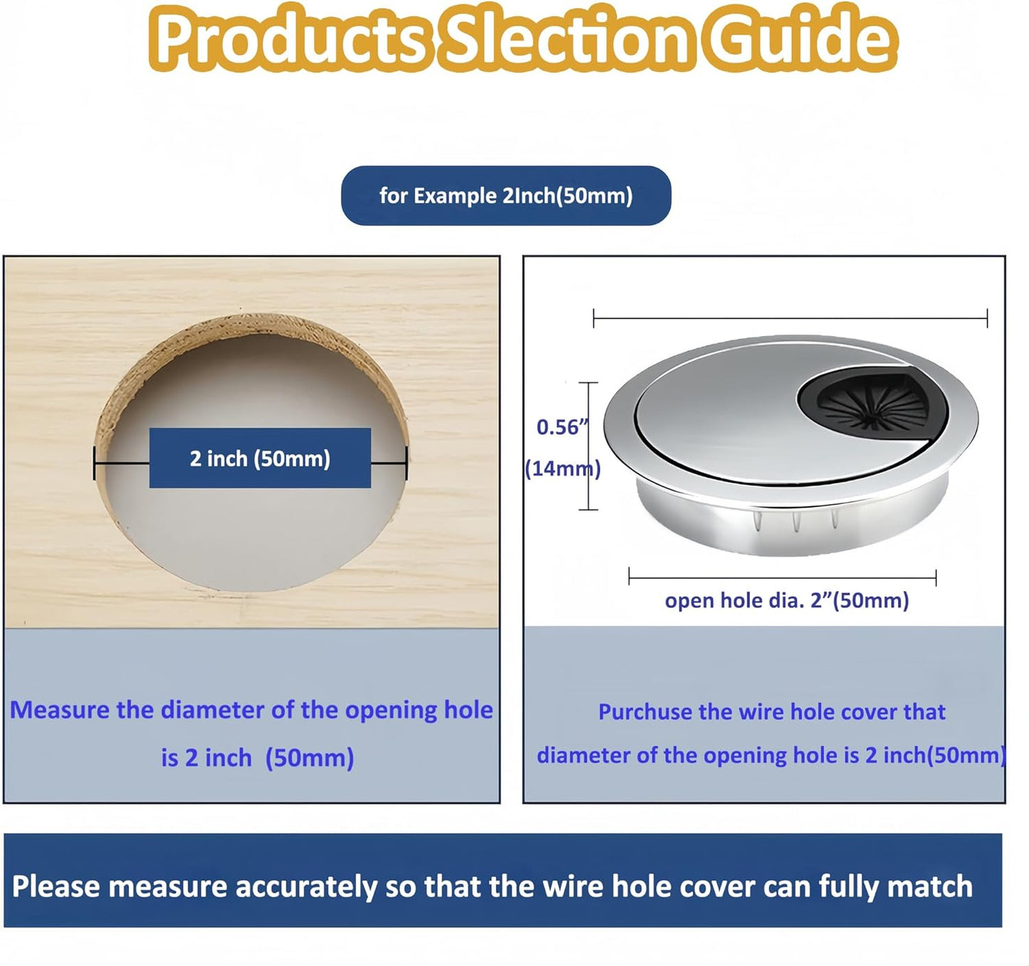 3 Pcs Satin Nickel Metal Cable Grommet, Zinc Alloy Desk Table Grommet Cable Cord Hole Cover for Home and Office, Fits 2inchs Hole 50MM Black