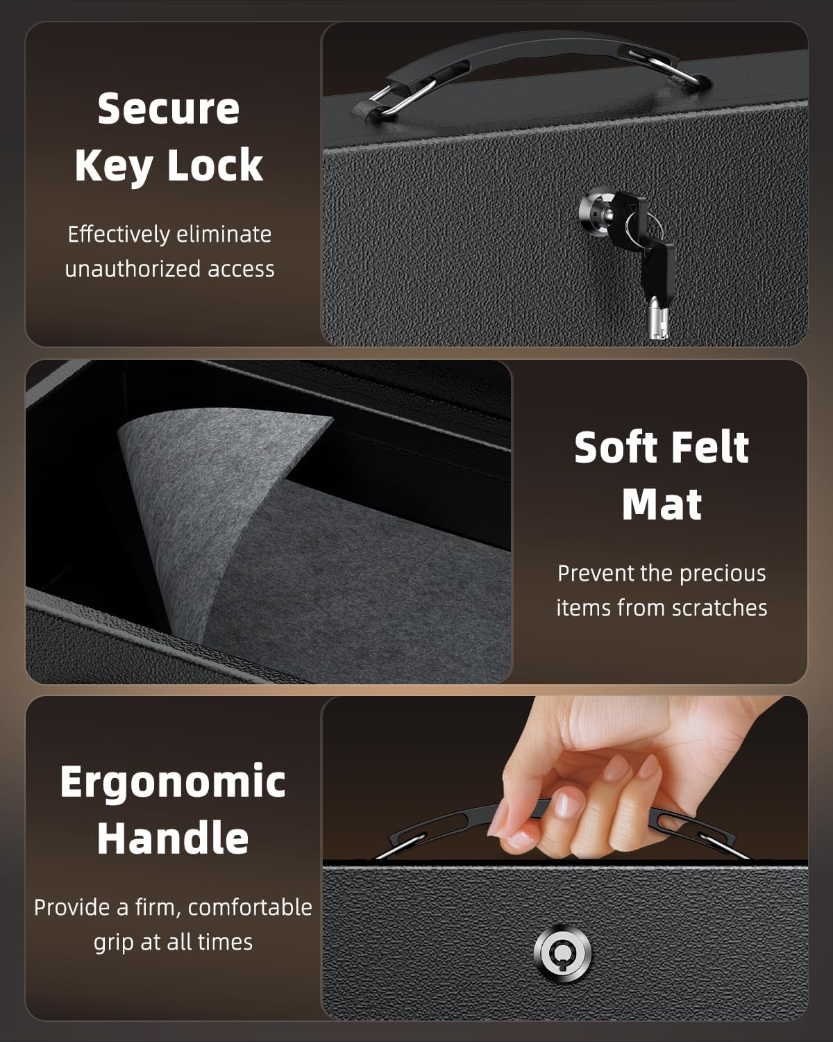 Uniclife Fireproof Document Box with Key Lock & Handle, 12.7" x 8.5" x 4.1" (NOT Fit A4 Paper), Medium Lock Box, Water-Resistant Safe Box for Valuables, Passports & Cash, Portable Security Metal Chest