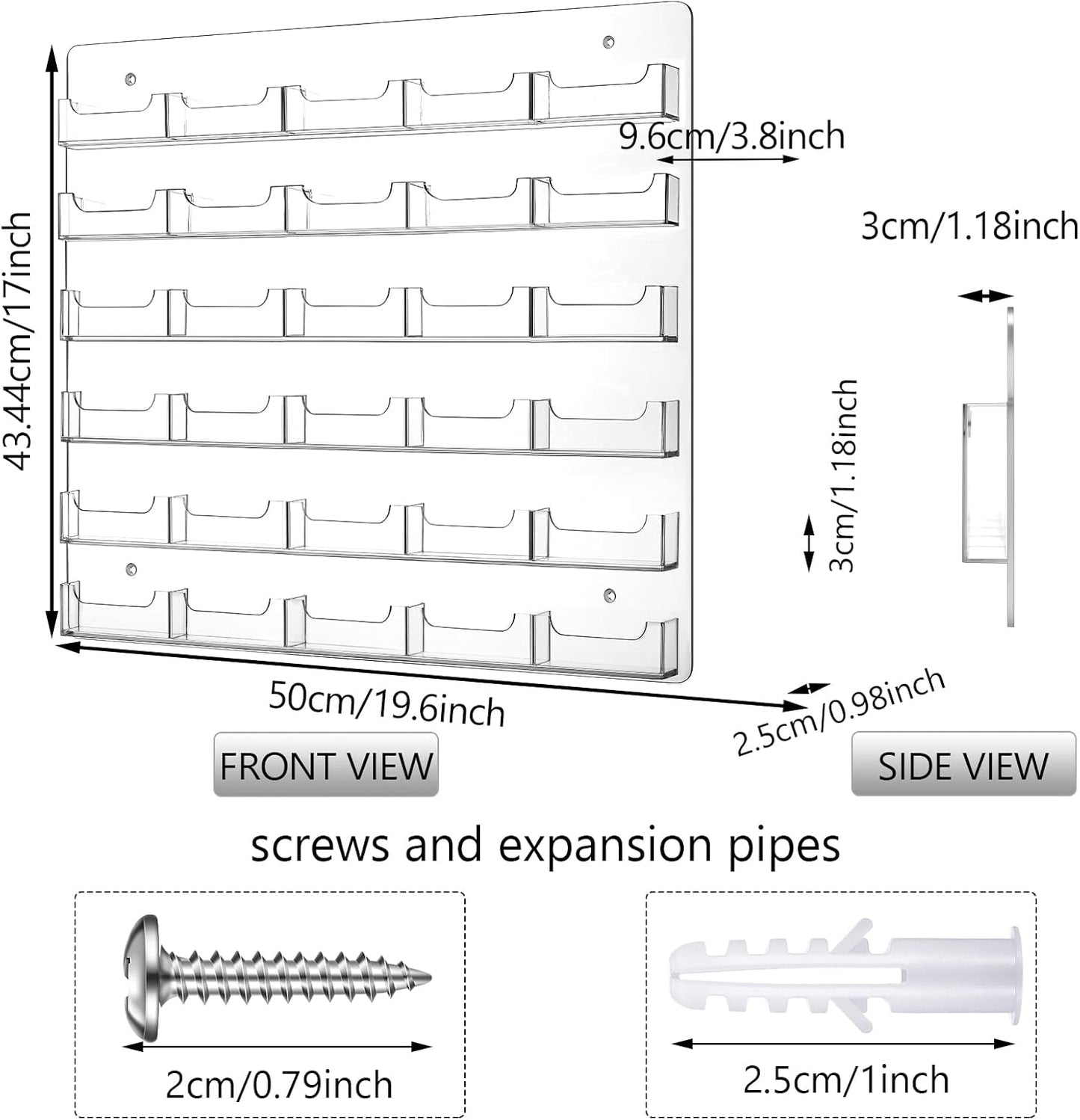 Hillban Acrylic Business Card Holder Wall Mount Clear Sticker Display Rack Multiple Card Holders Clear Acrylic Organizing Sticker Display Stand Pre Drilled(30 Pockets)