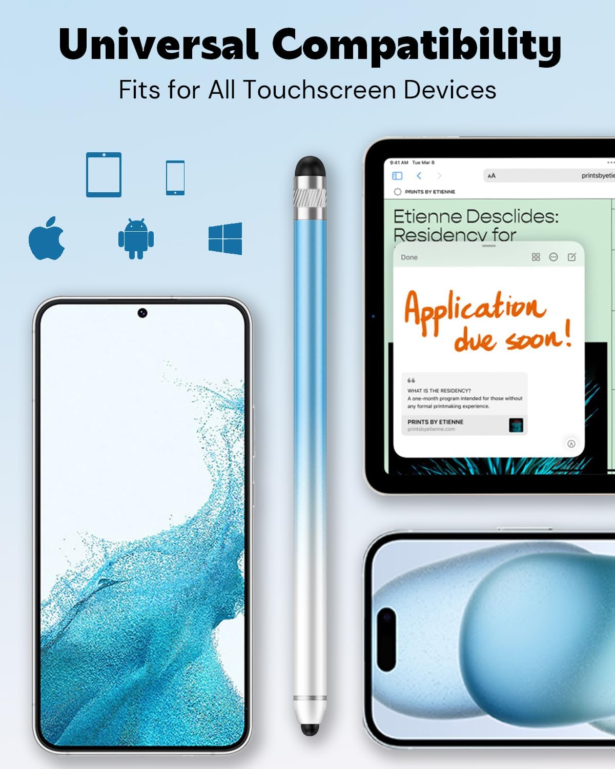 Stylus Pen for Touchscreen, Dual-end High Sensitivity Capacitive Stylus Pen for iPhone/iPad/Android/Samsung/Computer/Tablets, AmberVec Universal Stylists Pens for Touch Screens, 4 Pack