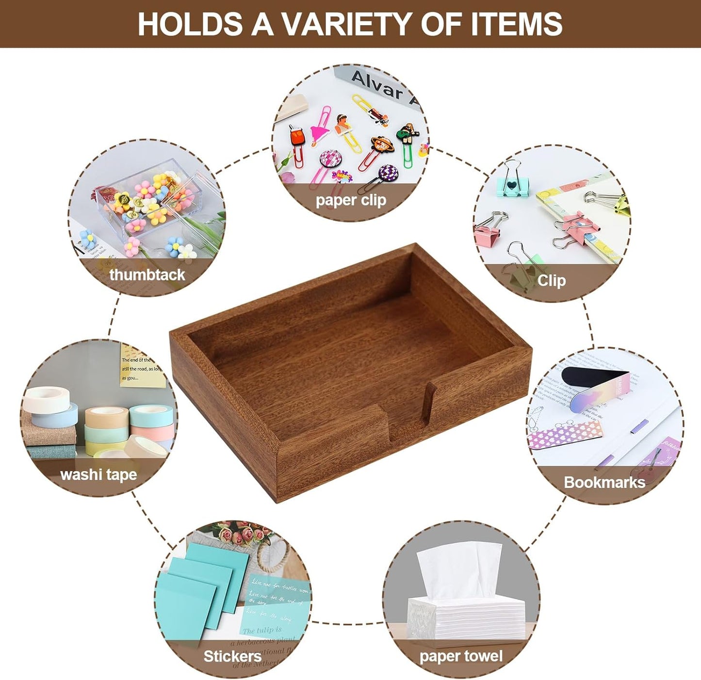 MultiBey Sapele Wooden Sticky Note Holder, 4x6 Self -Sticky Note Pad Holder, Wood Post it Note Dispenser Memo Pad Holder, Desktop Accessories Organizer for Desk Office School Home