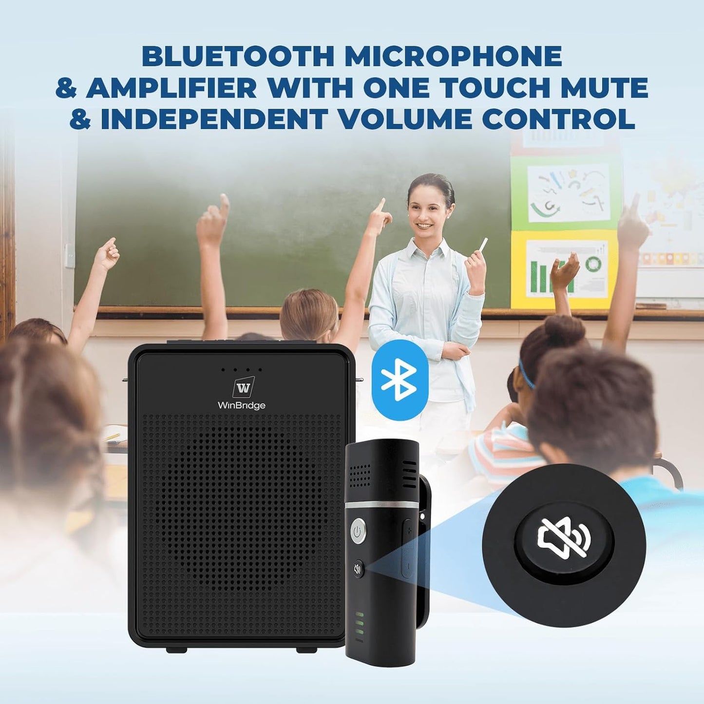 Wireless Voice Amplifier with Bluetooth Lavalier Microphone, Professional Noise Reduction Portable Microphone with Speaker, Mini Megaphone with Clip on/Lapel Mic for Teachers Classroom Tour Guide B006