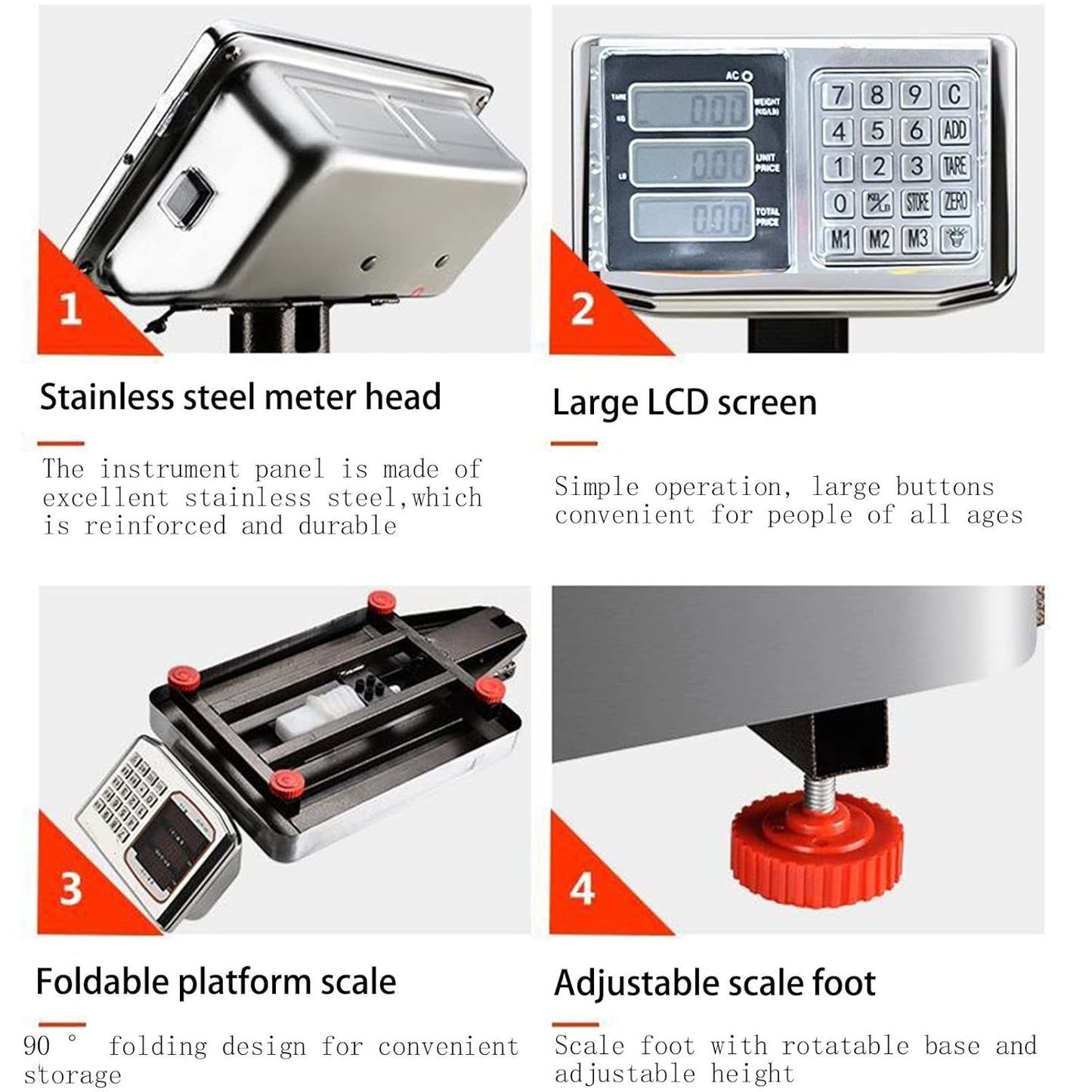 Industrial Platform Scale 660lb Floor Weight Computing Postal Scale Digital Large Scale LB/KG Perfect Foldable for Postal Luggage Shipping Mailing Weighing Double-Sided Display