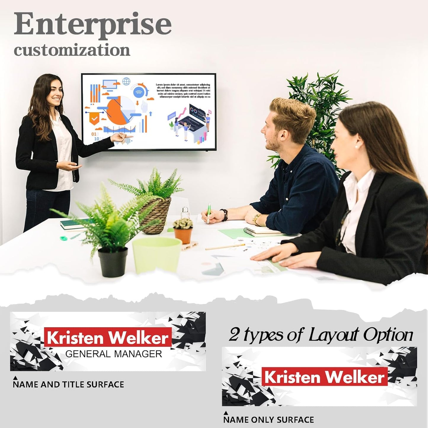 Personalized Name Plate for Desk - Custom Engraved Name Plates for Man - Boss Day Gifts for Boss - Acrylic Office Decor Appreciation Gifts for Teacher Nurse Coworker Social Worker (White/Red)