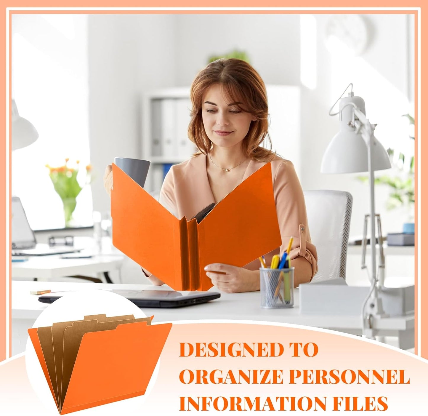 12 Pcs Classification Folders Letter Size, 3 Divider Pressboard File Folder with Fasteners, Expanding File Organizer Bulk for Teachers, Clergy, Office, Church, Christmas Donations (Orange)