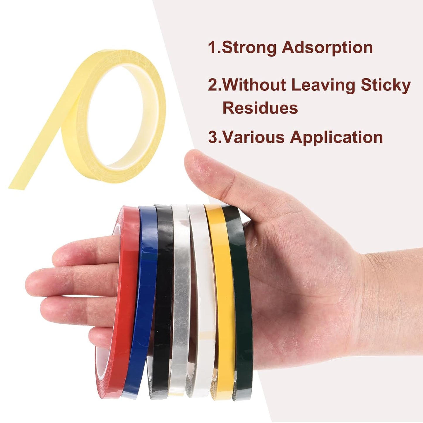 MECCANIXITY 10 Rolls Whiteboard Tape Graphic Chart Tape 15mm 54.7 Yard Art Tape Thin Self-Adhesive Pinstripe Tape Masking Tape for Gift Wrapping Craft Supplies, Light Yellow