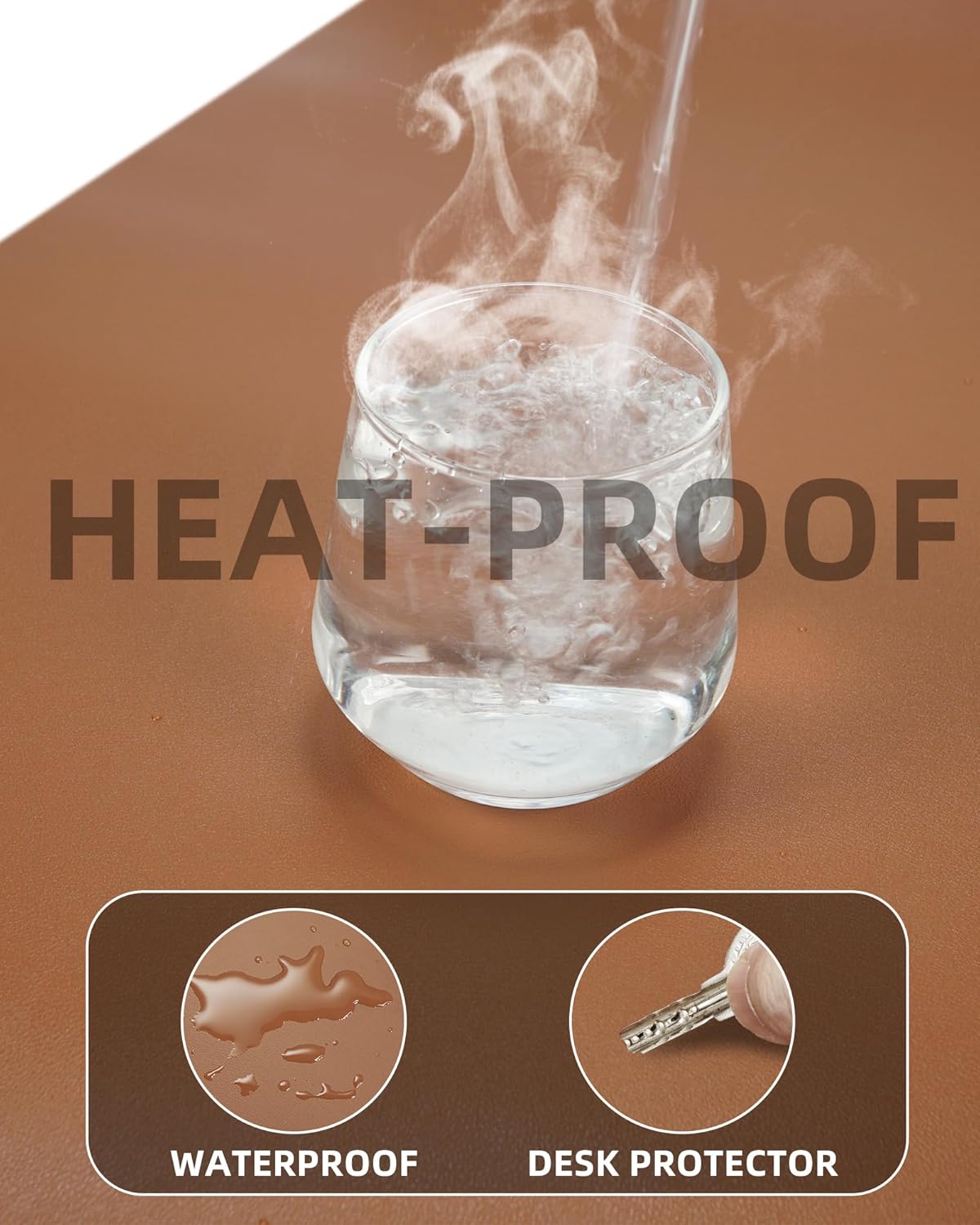 Non-Slip Desk Pad,Mouse Pad,Waterproof PVC Leather Desk Table Protector,Non-Slip PU Leather Desk Blotter, Easy Clean Laptop Desk Writing Mat for Office Work/Home/Decor(Brown, 23.6" x 13.7")