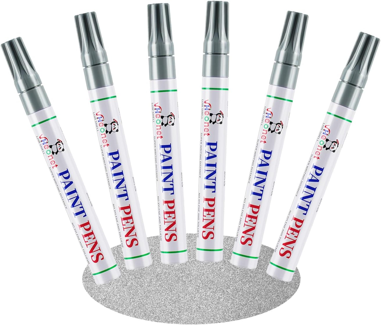 Sliver Paint Pens marking pens Permanent Markers - 6 Pack Oil Based Waterproof Markers for Tire, Rubber,Wood, Rocks, Metal, Canvas,Plastic, Dark Surface,Craft office Supplies,Medium Point
