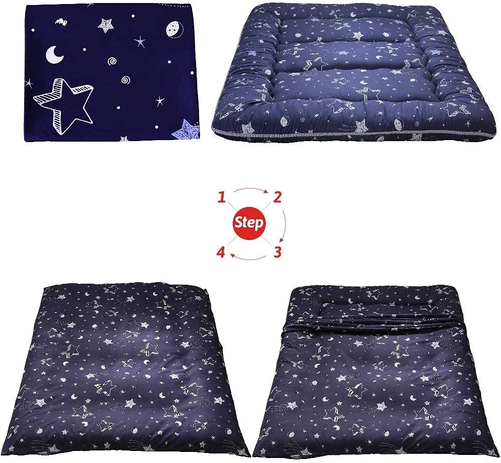 Navy Star Futon Mattress Japanese Floor Mattress Tatami Floor Mat Foldable Bed Portable Camping Mattress Kids Sleeping Pad Floor Lounger Couch Bed Twin Size