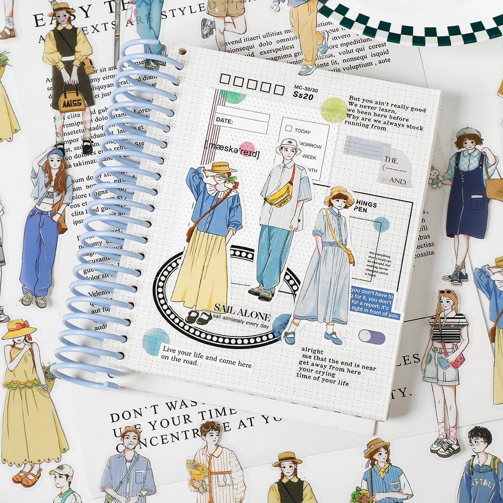 Alideco 120pcs Scrapbook Stickers Kawaii Sweet Girls People Boys Journaling Scrapbooking Junk Journal Crafts Embelishment Decoration Diary Stickers (mujijieshini)