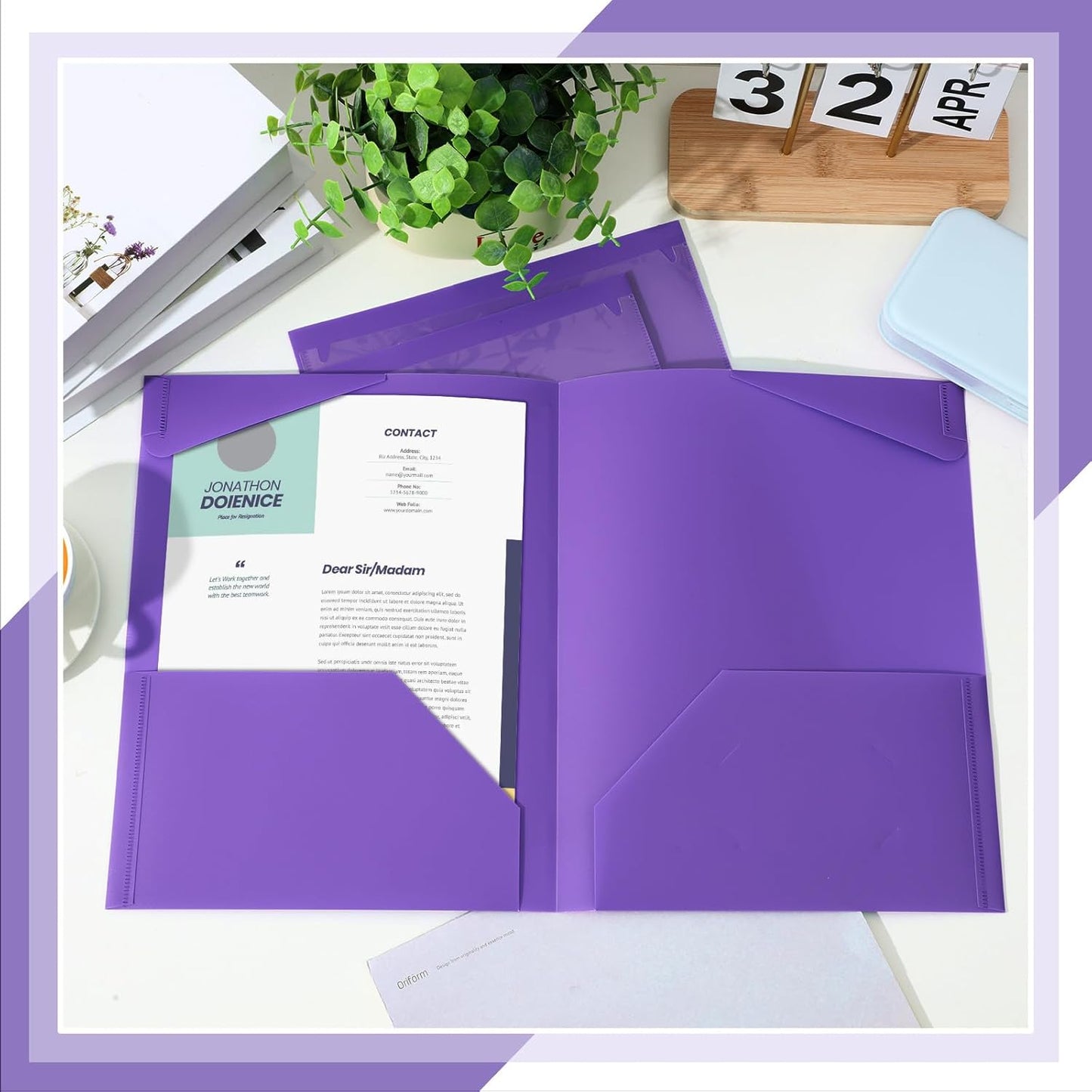 Henoyso 200 Pcs Plastic Folders with Clear Front Pockets Bulk Heavy Duty File Folders with 2 Pockets and Card Slot for Student Teacher Back to School Supplies Office Presentation (Purple)