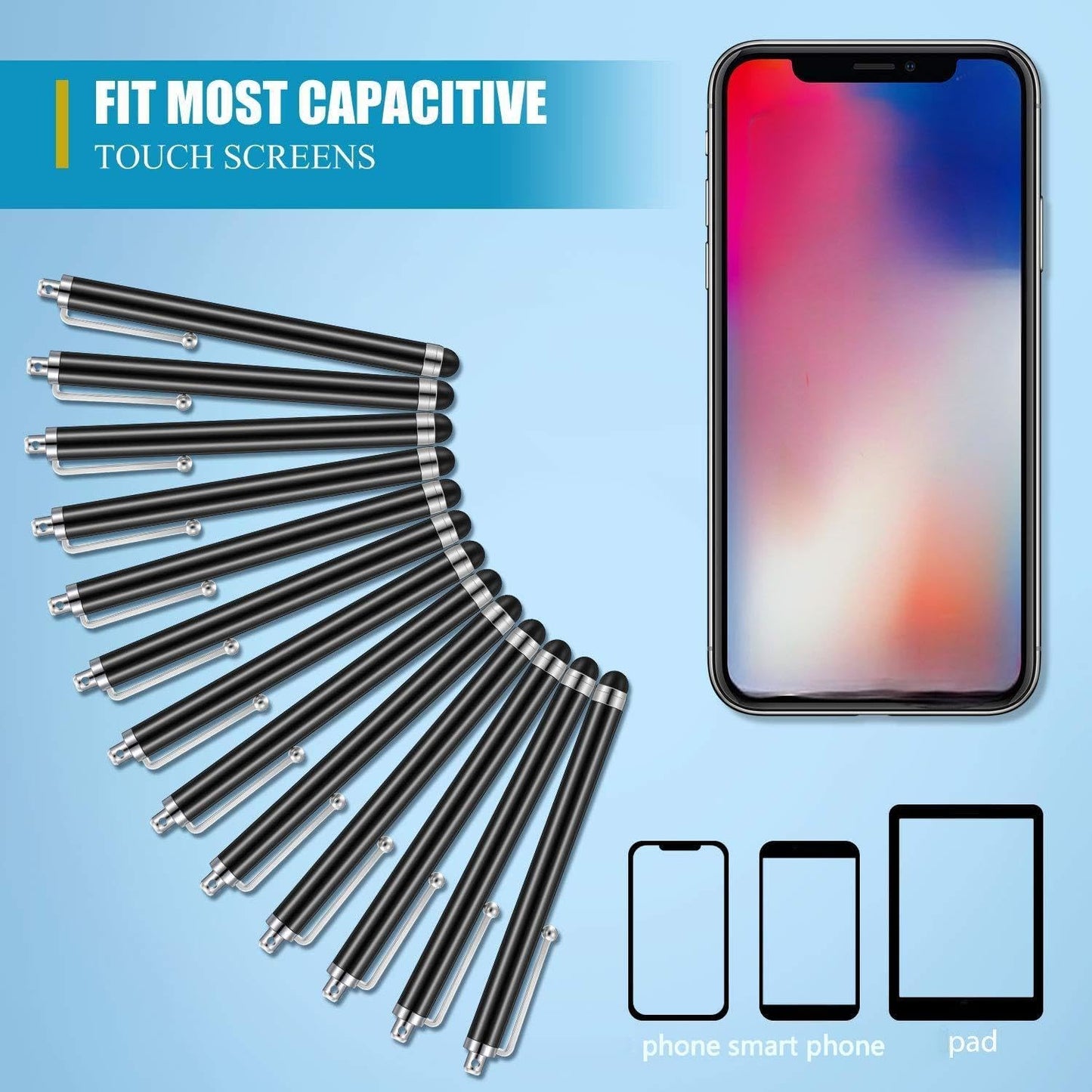 Outus 36 Pcs Stylus Pen for Universal Capacitive Touch Screens Devices, Stylus Pen Compatible with Tablet for Classroom Travel Olders Friendly(Black)