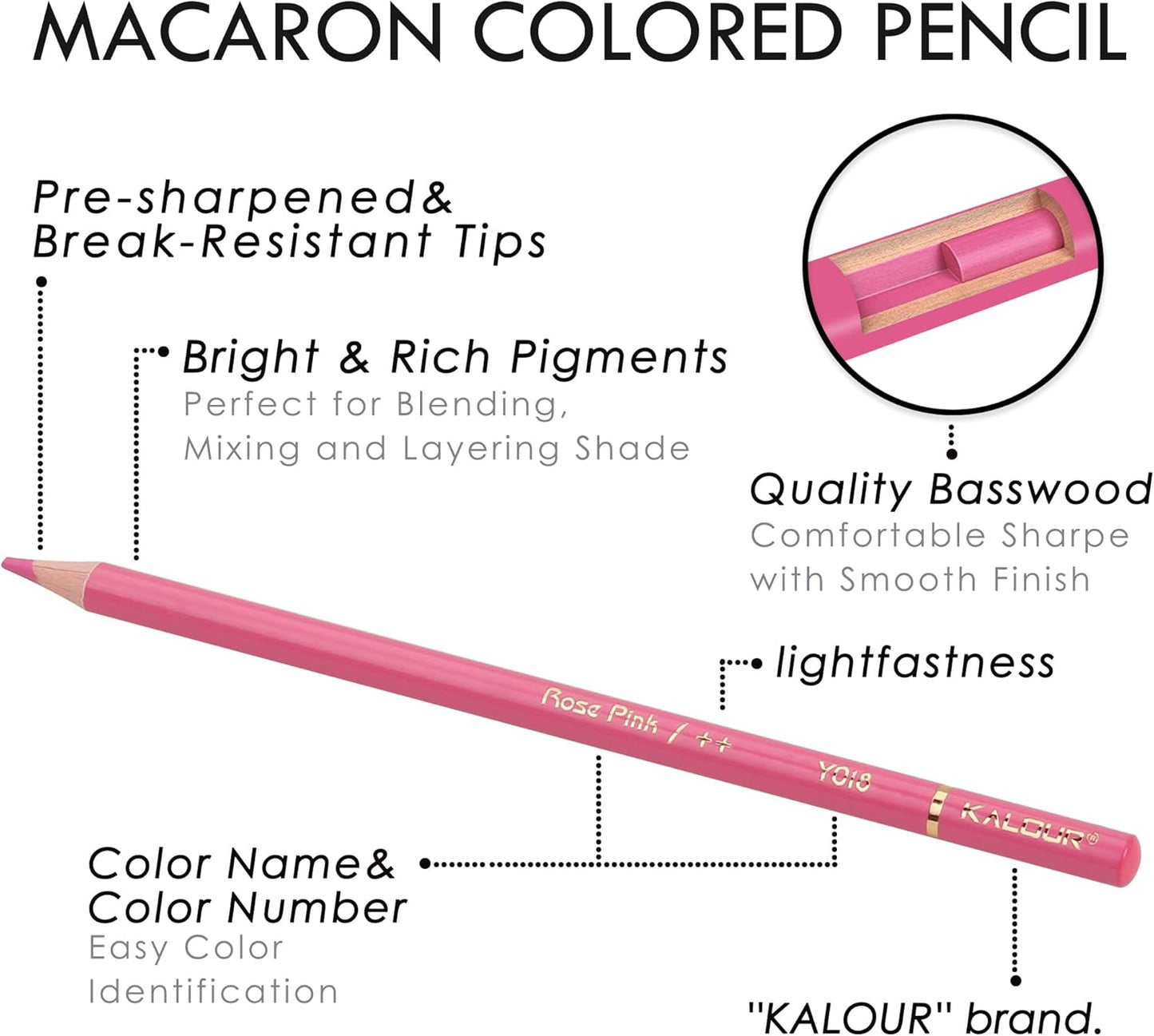 KALOUR Macaron Pastel Colored Pencils,Set of 50 Colors,Artists Soft Core,Ideal for Drawing Sketching Shading,Coloring Pencils for Adults Kids Beginners