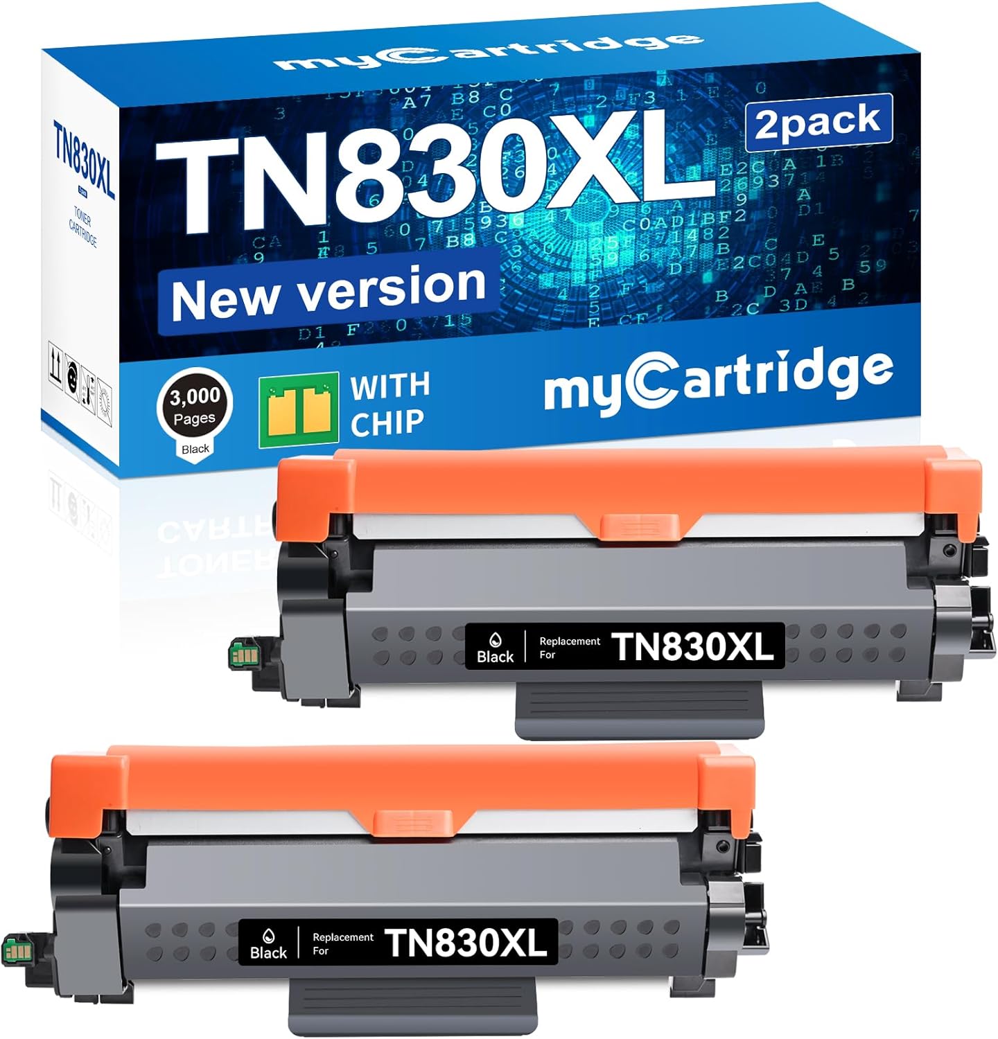 myCartridge Remanufactured Toner Cartridge Replacement for Brother TN830XL TN830 TN-830XL Toner for HL-L2460DW DCP-L2640DW HL-L2405W MFC-L2820DW HL-L2400D HL-L2480DW MFC-L2820DWXL Printer(2 Pack)