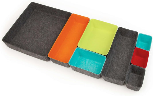Three by Three Seattle Felt·Like·It! Felt Bins for Office, Crafts, Classroom, Living Room, Bedroom: Multicolor, Set of 8