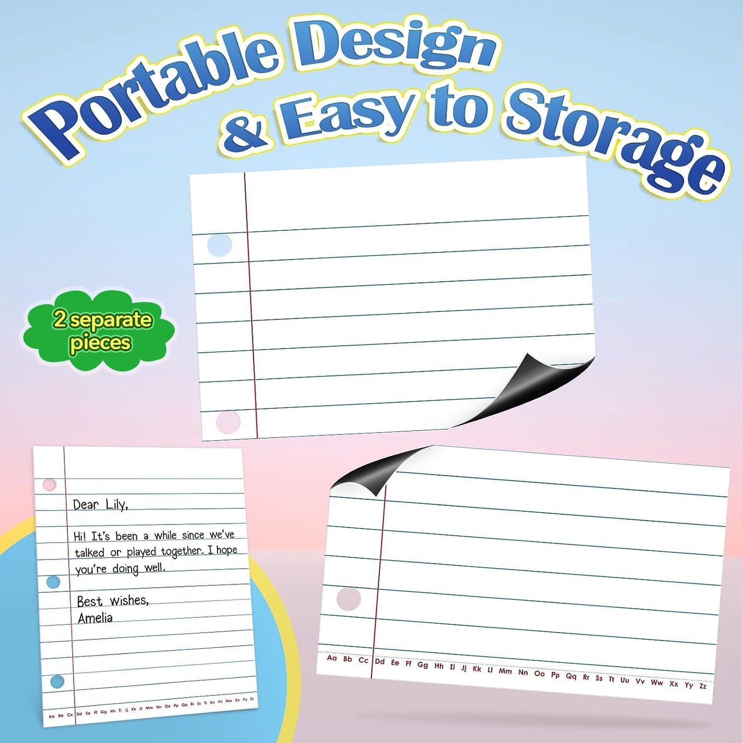 Aizweb Giant Magnetic Notebook Paper,Dry Erase Handwriting Lined for Classroom Whiteboard Accessories, Chart Paper Teacher Must Have Homeschool Teaching Supplies,Teacher Essential,17" x 21.5"