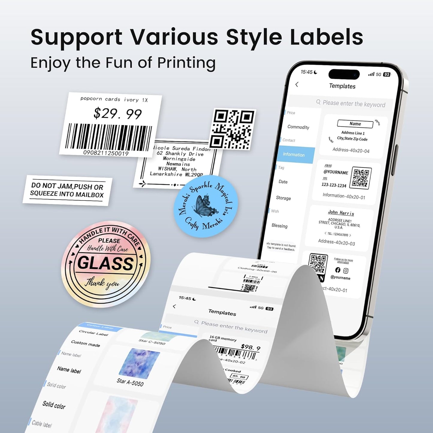 M220 Label Maker, Upgrade Sticker Maker Machine Prints 0.78-3 inch, Portable Label Printer with Tape for Small Business & Homeuse, Compatible with Phones and PC, with 40x30mm Label