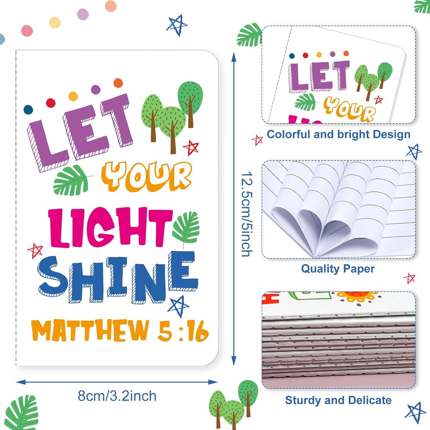 24Pcs Bible Verse Notepads,Mini Religious Pocket Notebooks Motivational Christian Small Inspirational Notepads Journals Gift Bulk Prizes for Kids Teacher School Home Travel Supplies (Bible White)