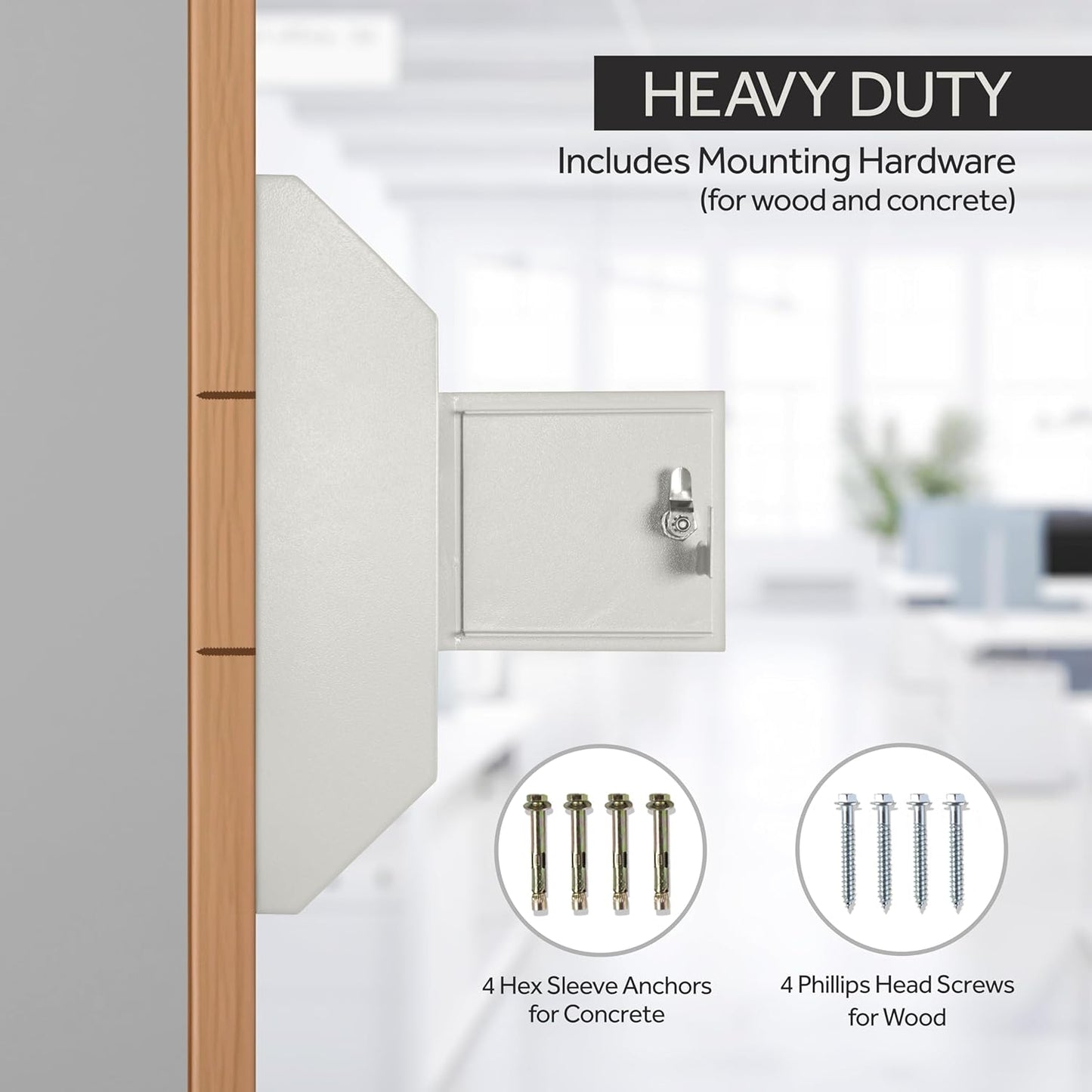 Drop Box Deposit Safe 10 x 4 x 16” Heavy Duty Steel with Slim Profile Wall Mailbox with Wide Deposit Slot for Letters, Documents Checks and Cash for Home, Office & Commercial (W300) (Gray)