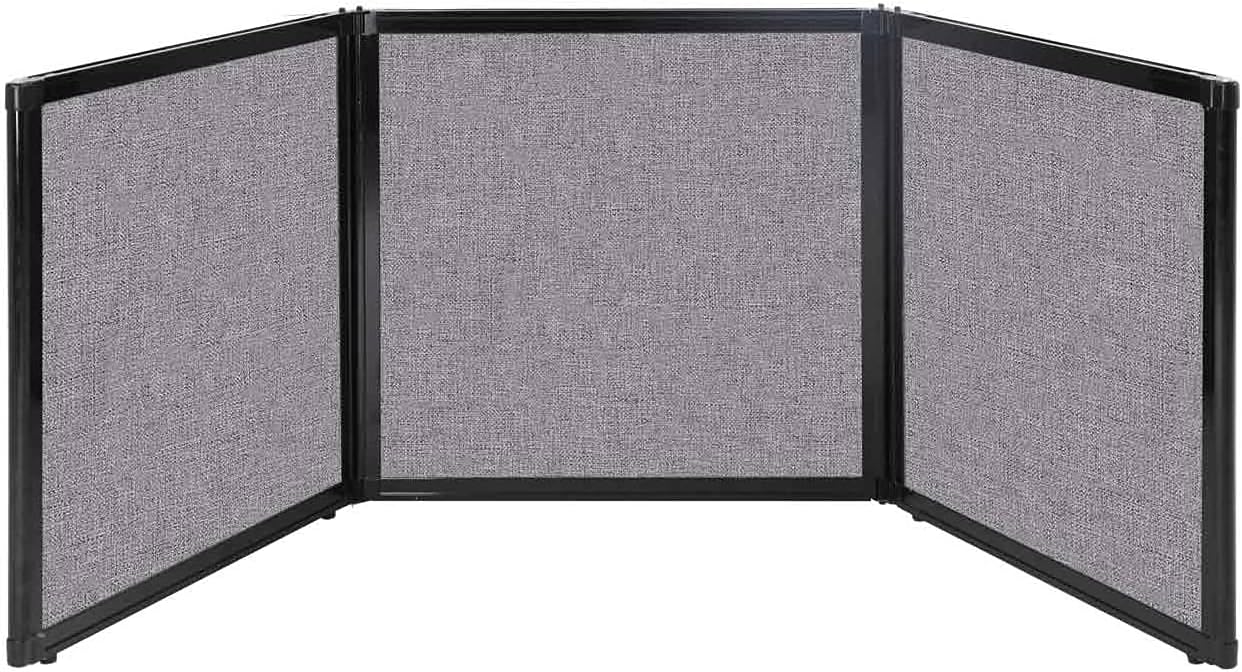 Versare Folding Tabletop Display | 3-Panel Partition | Lightweight Portable Workspace Divider | Cloud Gray 78" x 24"