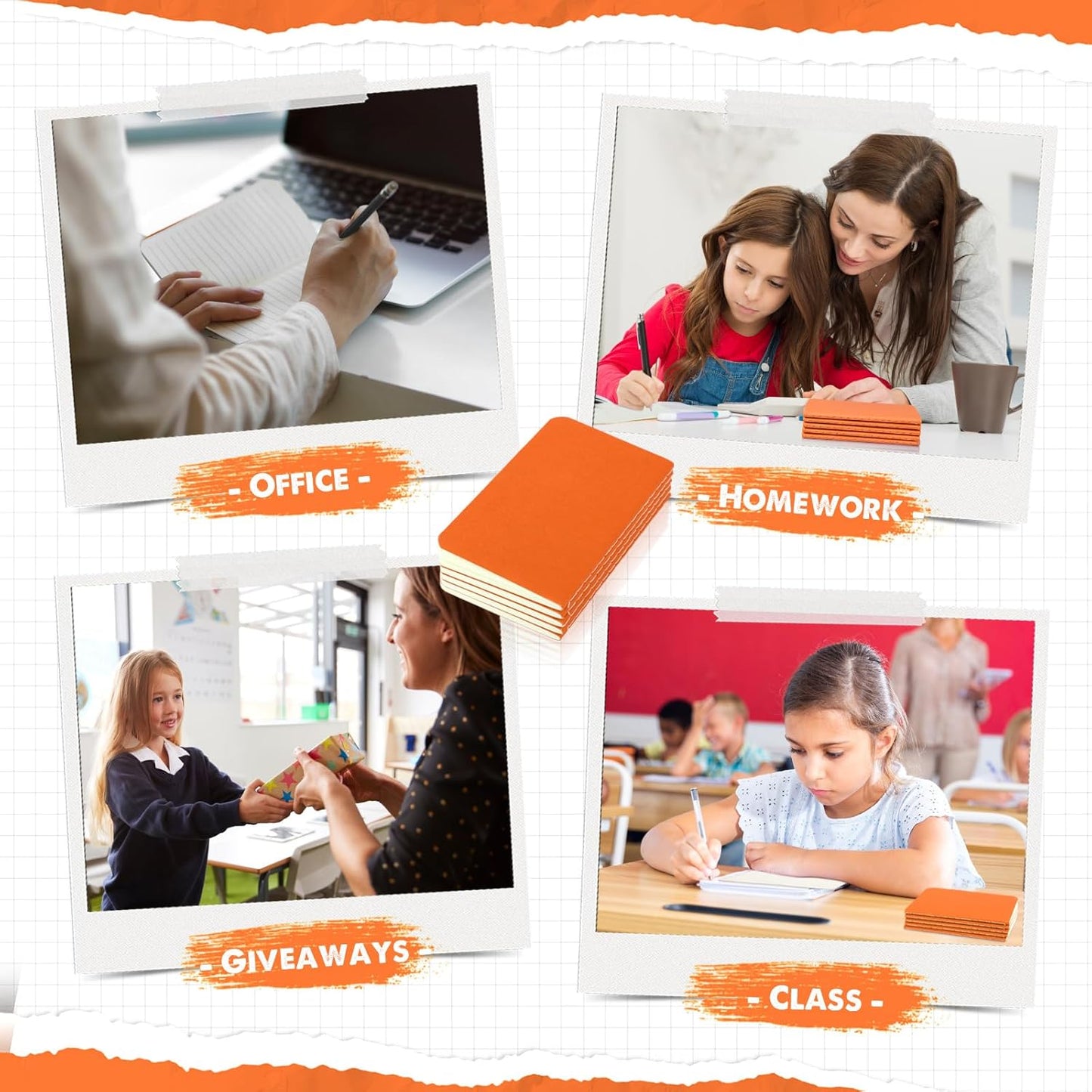 Harloon 100 Pcs Mini Notebooks Bulk Small Pocket Notepads Blank Lined Wallet Memos Journals for Students Employee Traveler Classroom Office Supplies, 4 x 2.5 Inches(Orange)