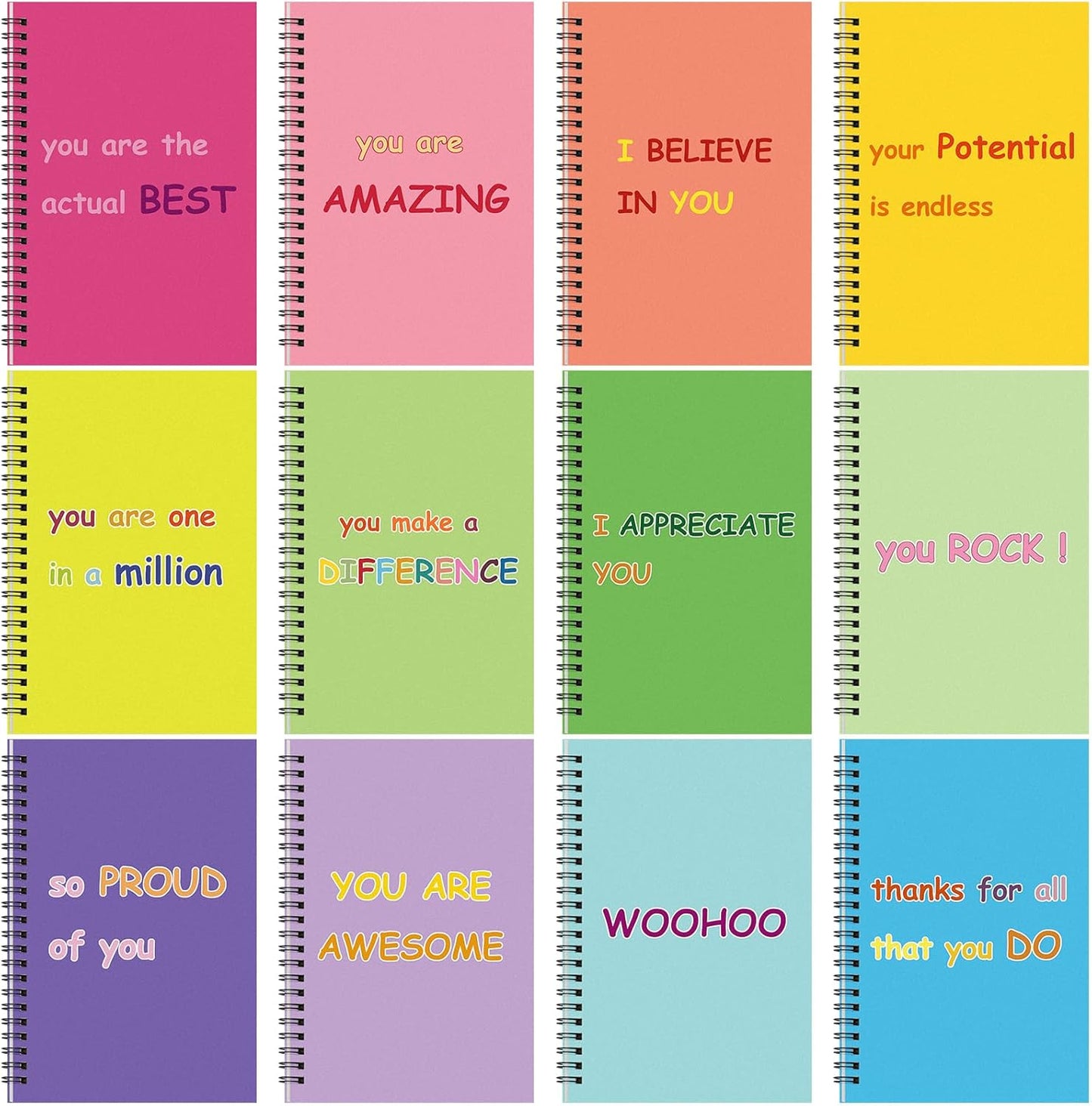 Fuutreo 12 Pcs Spiral Notebook for Work A5 8.3 x 5.7 Inch College Ruled Spiral Journal Notebook Kraft Cover Ruled Paper, 12 Color, 60 Sheets, 120 Pages for Office School (Innovative)