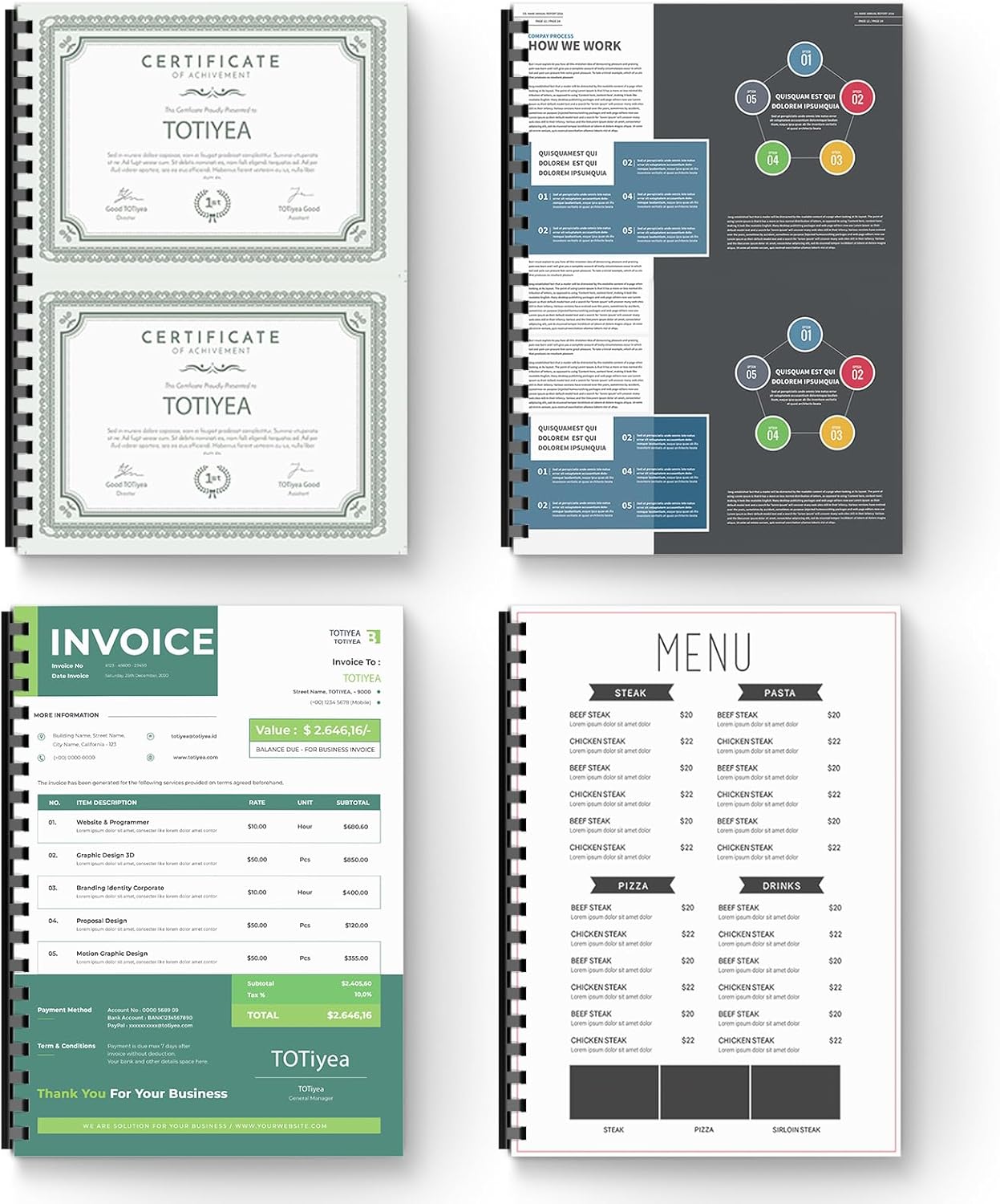 TOTiyea 200 Pack Plastic Binding Comb Spines,5/16 Inch Diameter,40 Sheet Capacity,Letter Size (8.5x11 Inches) Black Color Binding Comb Spines