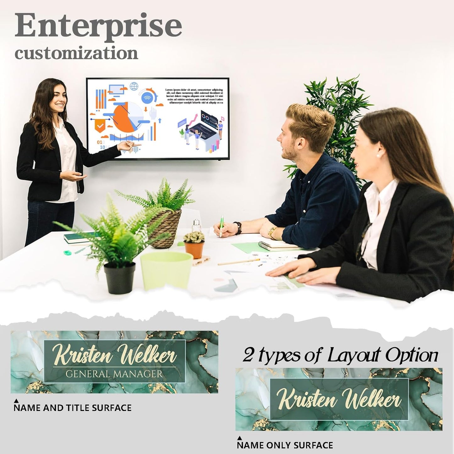 Personalized Name Plate for Desk - Custom Engraved Name Plates for Man - Boss Day Gifts for Boss - Acrylic Office Decor Appreciation Gifts for Teacher Nurse Coworker Social Worker (Emerald)