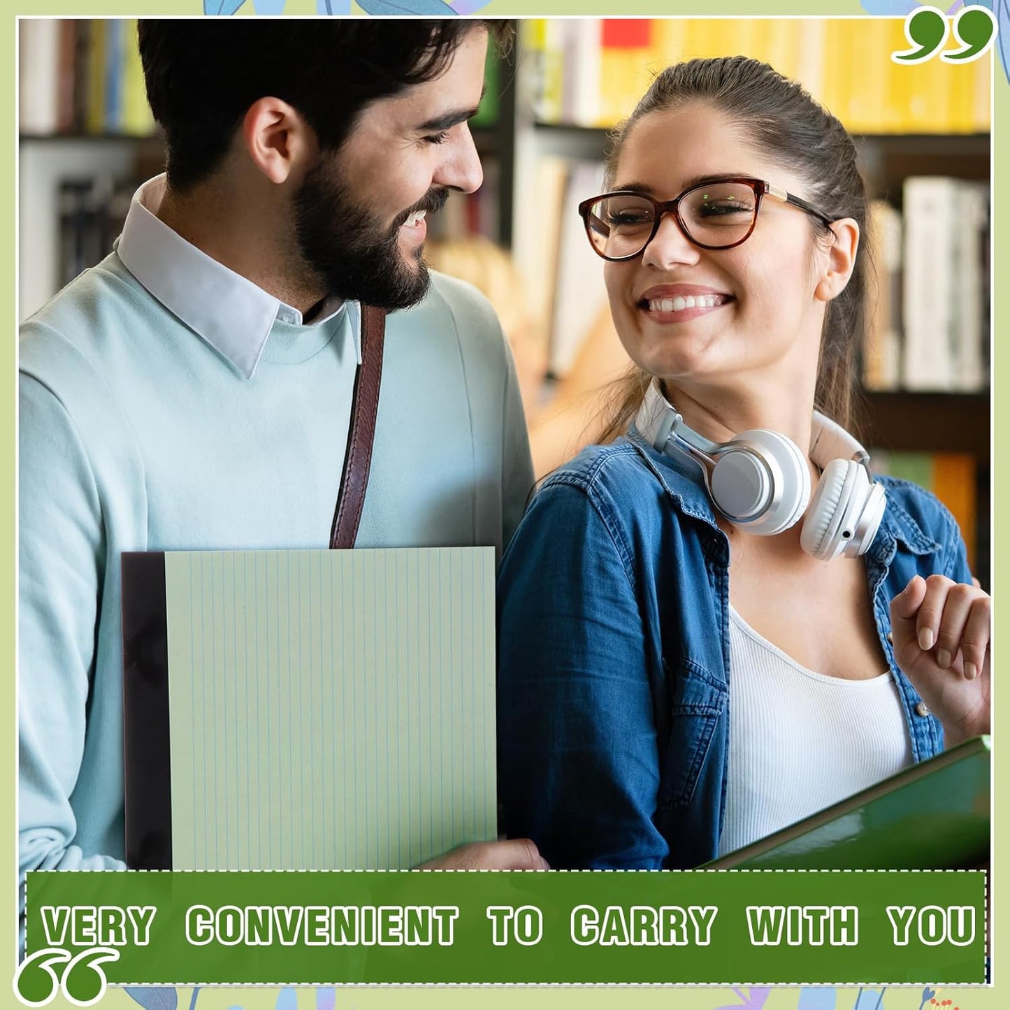 Lincia 6 Pcs 11" x 9.5" Legal Pads College Ruled Notepad Landscape Notebook Horizontal Lined Notebook 80 Gsm Assorted Colors Paper Pastel Writing Pads for School Office, 40 Sheet (Gradient Green)