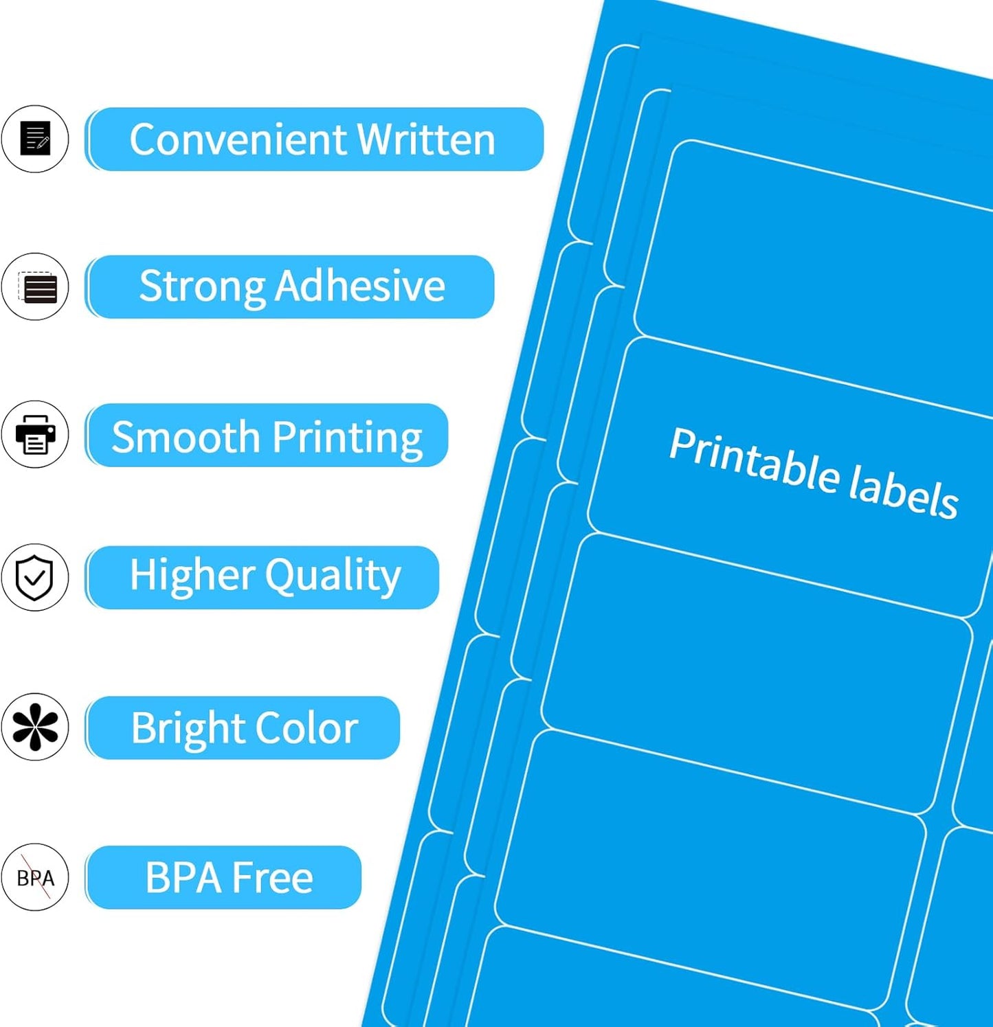 Shipping Labels Stickers, 2"×4" Printable Mailing Label for Laser/Inkjet Printing- Matte Blue, Permanent Adhesive Labels Stickers