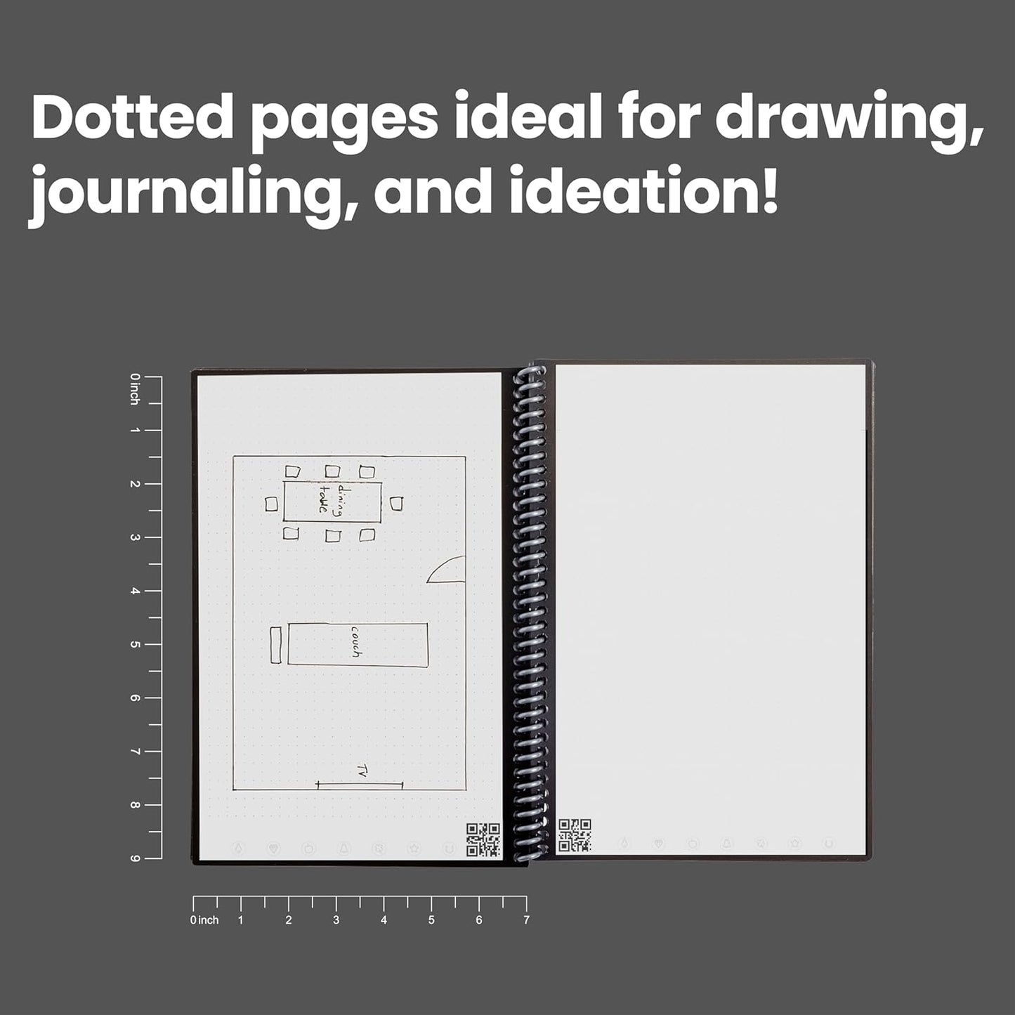 Rocketbook Core Reusable Spiral Notebook, Executive Size 6x8.8, Green - Dotted Pages, App-Connected, Erasable, Durable Cover, Ideal for School, Work, and Creative Projects