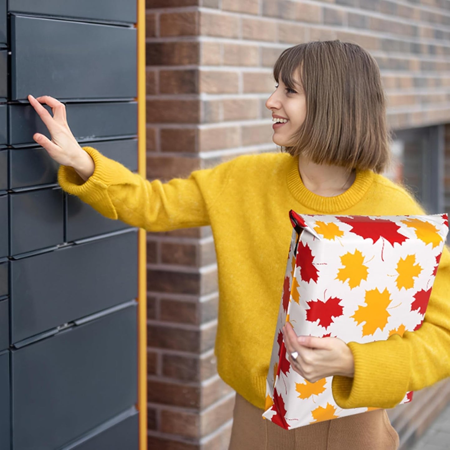 Poly Mailers 6x9 Inch 100 Pcs - Maple Leaf printed Shipping Bags, 2.4mil Thickness, Waterproof and Tear Resistant Mailing Envelopes, Self-Sealing Packaging Bags for Small Business