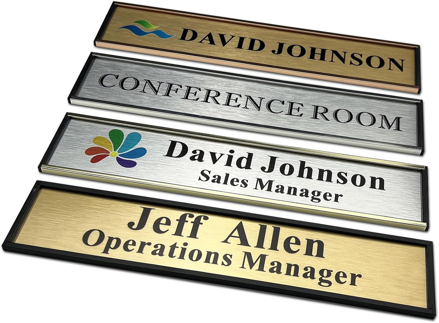 Personalized Name Plate for Door or Wall, 2 * 10 inch Custom Office Aluminum Door Name Plates with Two Lines Custom Text, Office Gifts for Coworkers Boss Teacher, Employee Appreciation Gifts