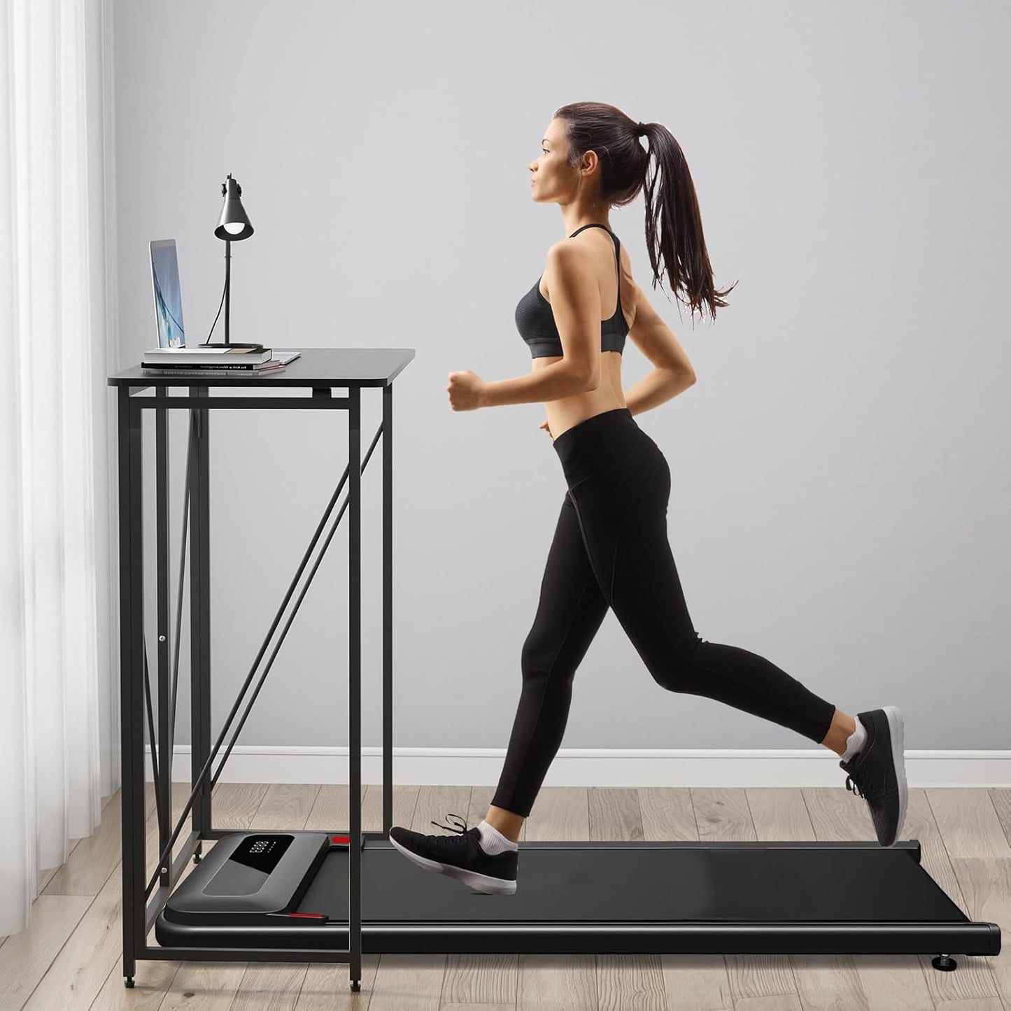 39.37" Folding Standing Desk, Small Laptop Stand Up Desk for Sitting or Standing, No Assembly Needed, Portable, Tall Foldable Desk for Home, Office, Small Spaces (Black)