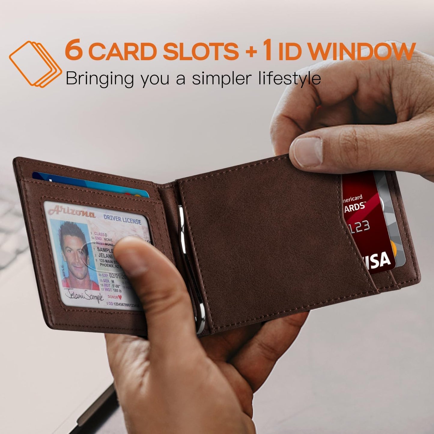 Slim Wallet for Men Genuine Leather RFID Blocking Bifold Minimalist Front Pocket Mens Wallet with Money Clip Thin Gift Box