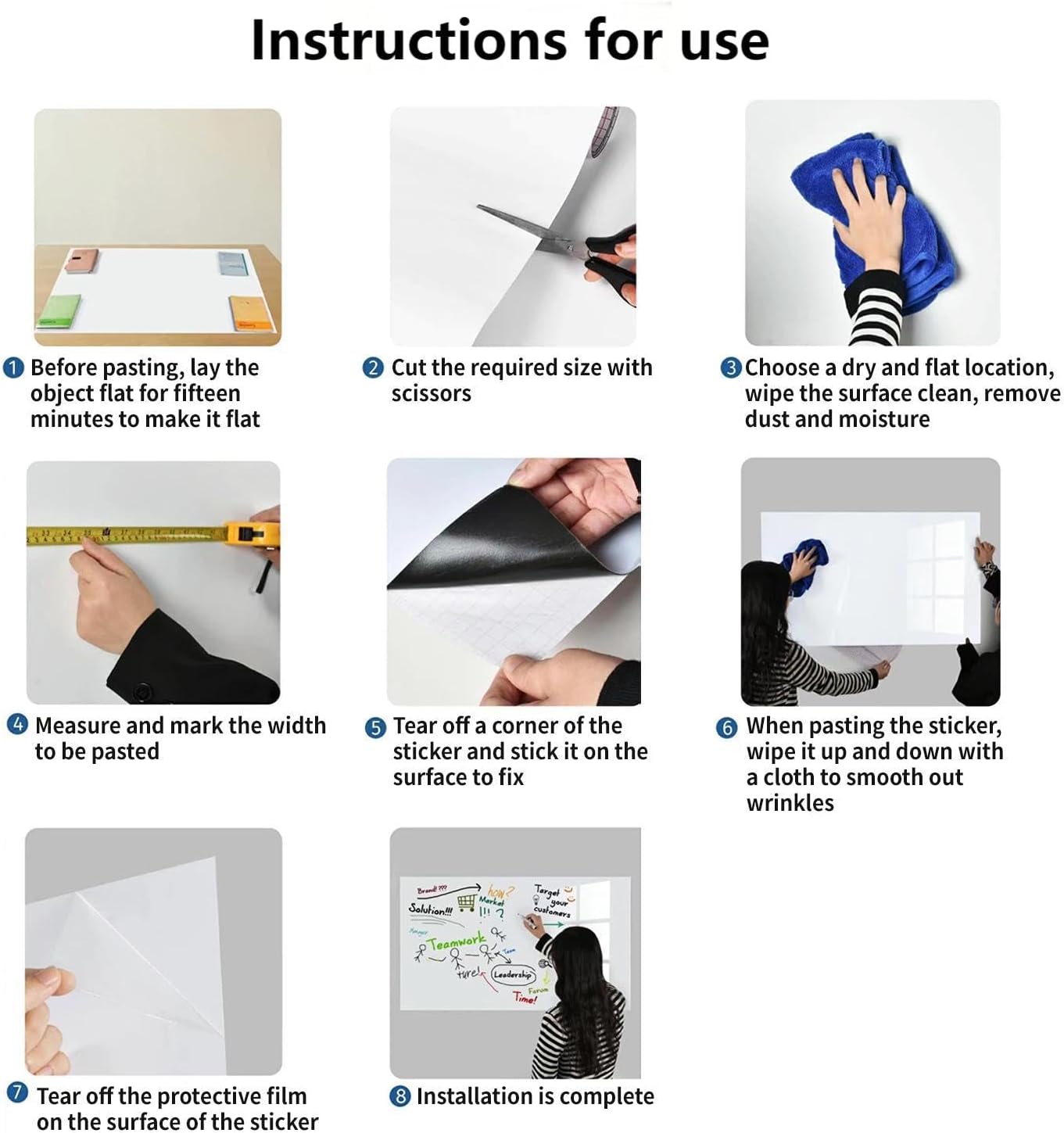 Magnetic Whiteboard Contact Paper, 18" x 24" Stick on Magnetic Dry Erase White Board Sticker on Wall, Easy to Write for Drawing, School, Office, Kitchen Fridge