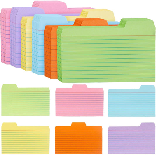 Koogel Index Cards 3x5, 252PCS Colored Flash Card Dividers with Tabs, Dividers Notecards Memo Scratch Pad for Studying Color Coding Project School Supplies Learning Recipe Note Taking To Do List
