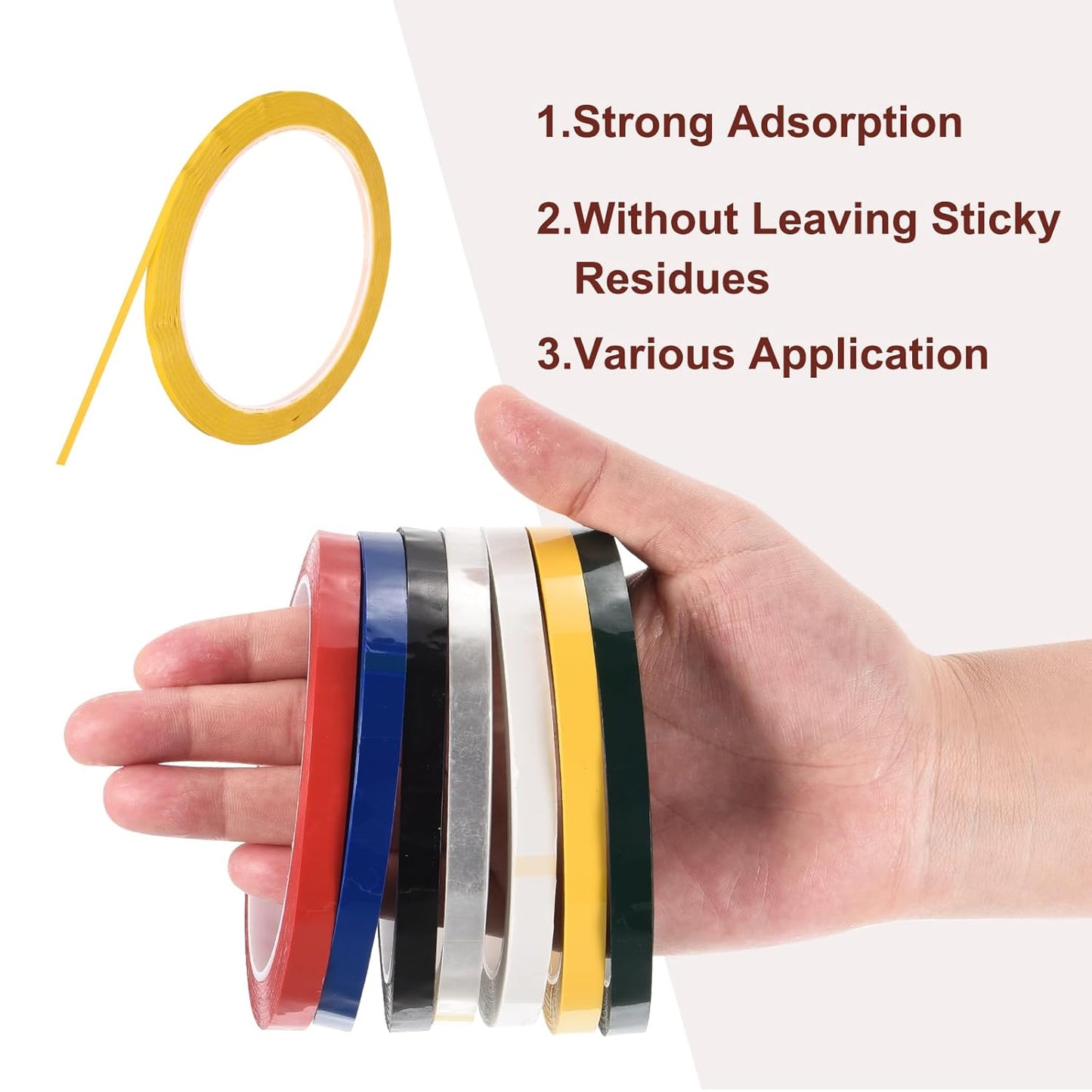 MECCANIXITY 10 Rolls Whiteboard Tape Graphic Chart Tape 3mm 54.7 Yard Art Tape Thin Self-Adhesive Pinstripe Tape Masking Tape for Gift Wrapping Craft Supplies, Yellow