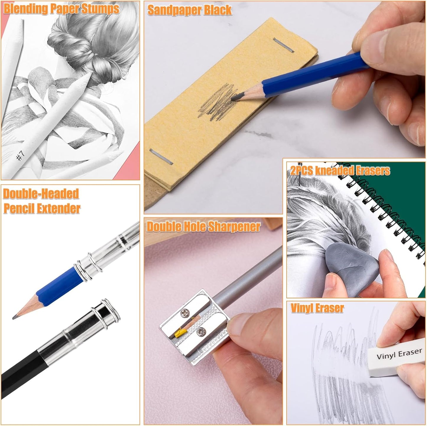 Art Supplies Drawing Pencils Set - 76 Pack Pro Sketching Kit with Sketchbook & Watercolor Pad, Includes Graphite, Charcoal, Watercolor & Metallic Pencils for Kids, Teens, Adults