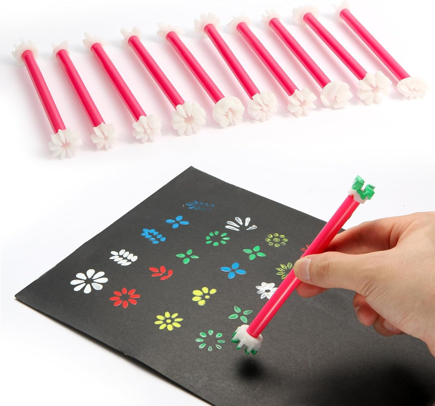 DAFENCHI Flower Floral Dotting Tools for Dot Painting, 20 Shapes Dotting Pens, Mandala Dot Art Tool for Rocks, Embosssing Tools for Painting Dots, 10 Pens
