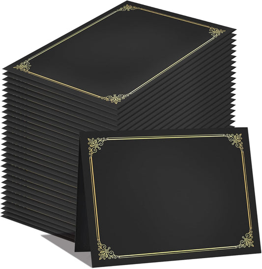 GNL Certificate Holders - 50 Packs Black Diploma Holders, Certificate Covers with Gold Foil Border, for Letter Size 8.5 x 11 Certificate Paper, Award, Graduation, Documents