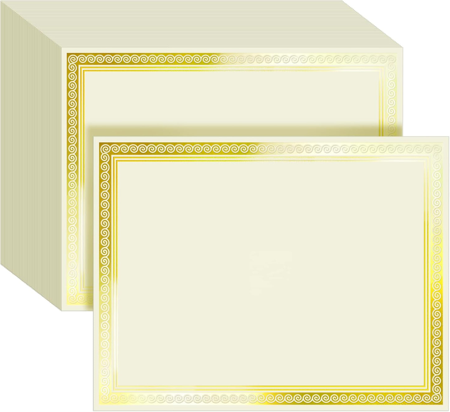 SUNEE 200 Sheets Certificate Papers - Blank Gold Foil Border, 8.5x11 for Diploma, Certificates, Participation Awards, Document Cardstock Paper and Inkjet Printer Friendly (Ivory)